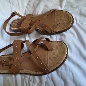 Sam & Libby Tan Studded Sandals